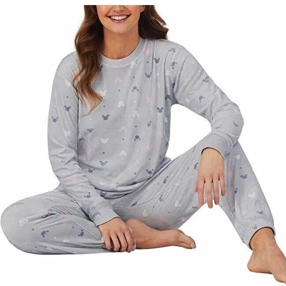 Disney Mickey & Minnie Ladies' 2 PC Top & Pant Lounge Pajama Set Size M, NEW - Picture 1 of 4